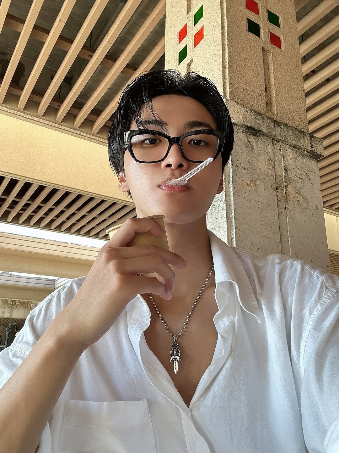Photo by SEONGHWA on October 21, 2025. May be a selfie of one or more people, hair, eyeglasses, bolo tie and text.
