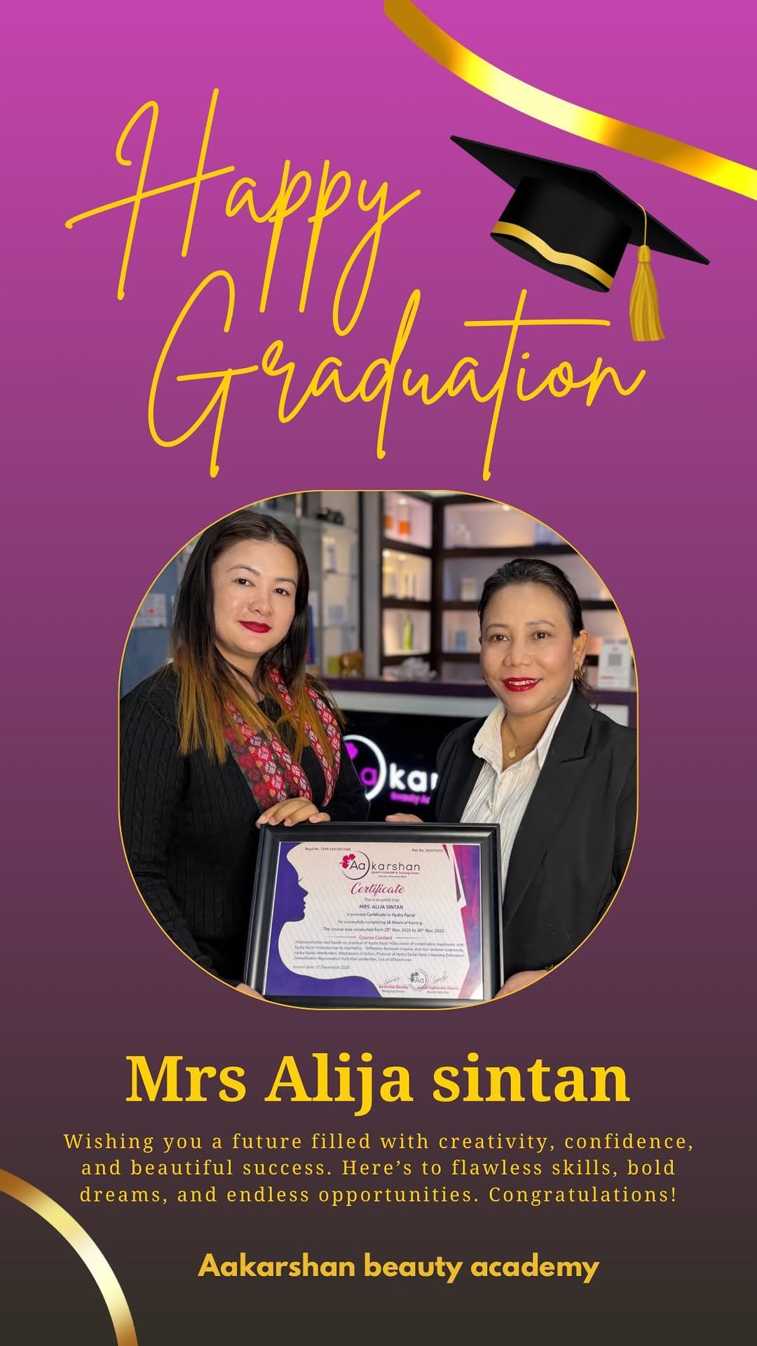 aakarshan.unisex.salon_ 게시물 이미지: Best of luck dear alija for your upcoming...
