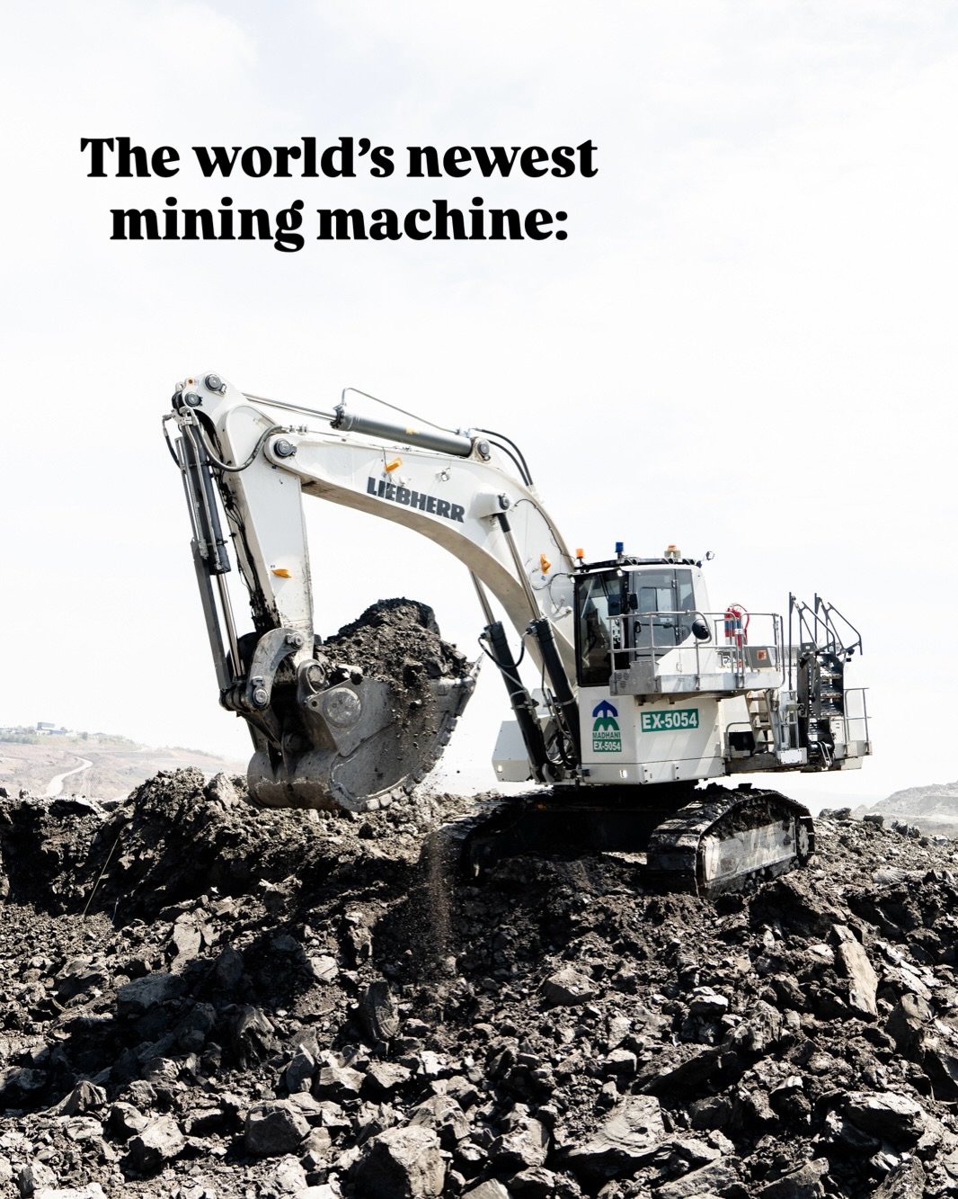Photo shared by Aaron Witt on April 25, 2026 tagging @liebherrmining. May be an image of text that says 'The world's newest mining machine: LIEBHERR LIEBHERR EX-5054 15054 පොොවල්ඩේ'.