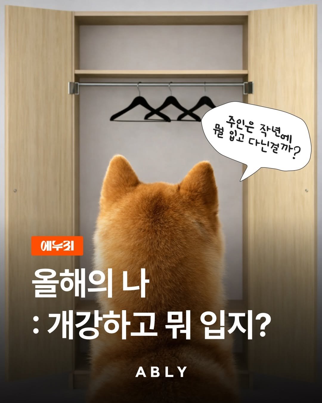 Photo by 에이블리 on February 17, 2026. May be an image of clothes hanger and text that says '월 주인은 작년에 입고 다닌절까? 에누리 올해의 나 :개강하고 뭐 입지? ABLY'.