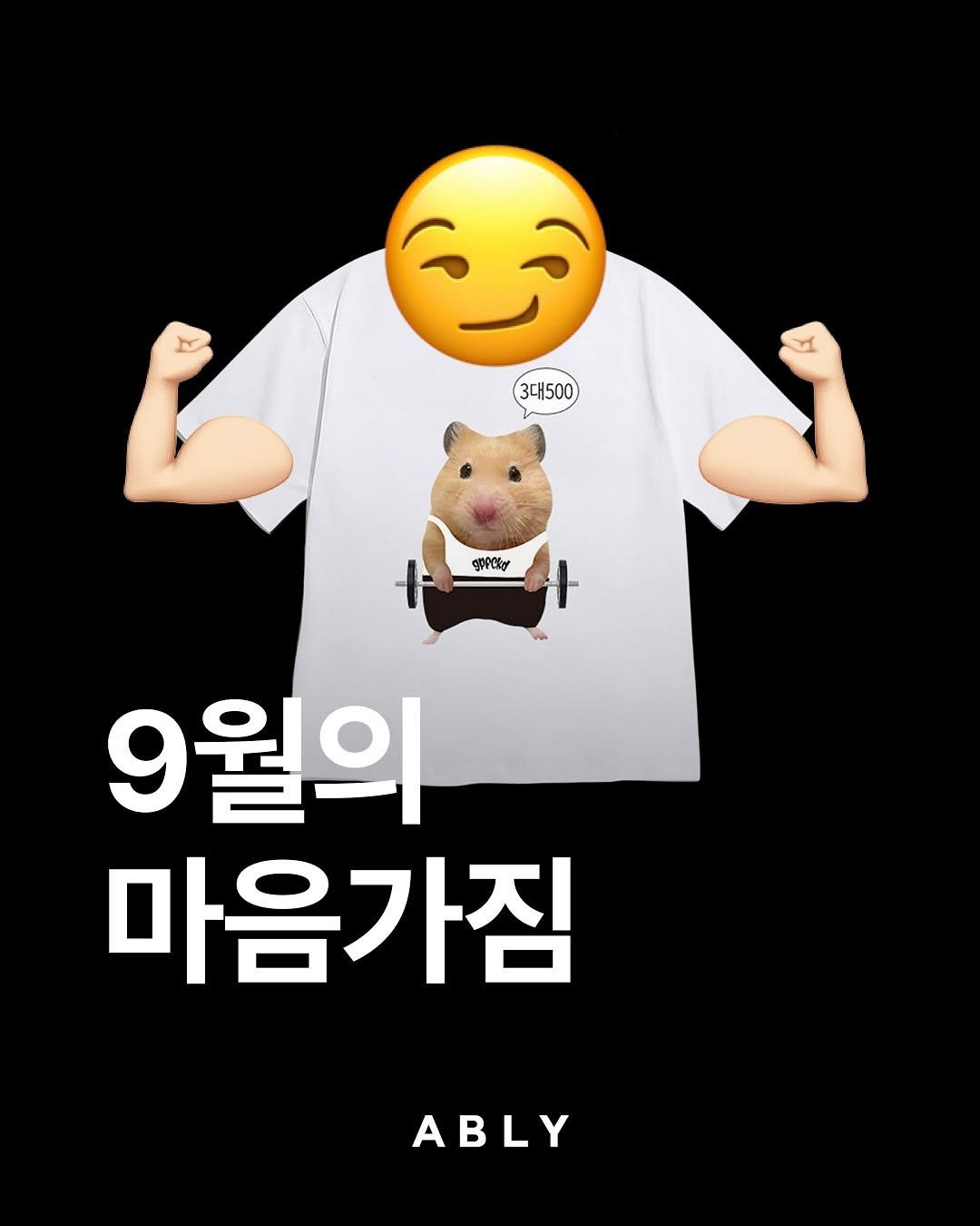 Photo shared by 에이블리 on September 01, 2025 tagging @fashionlab_kr. May be an illustration of hamster, pie and text that says '3대500 guecky - P ١ 9월의 마음가짐 ABLY'.