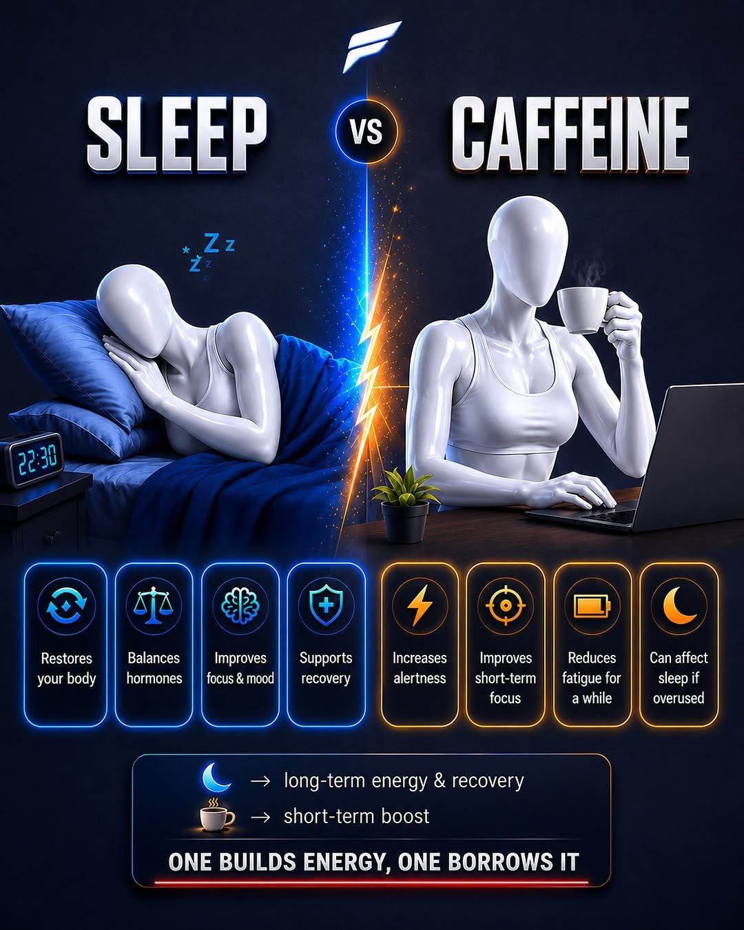 abs_at_home 게시물 이미지: Sleep vs Caffeine ☕😴
One builds energy. One...