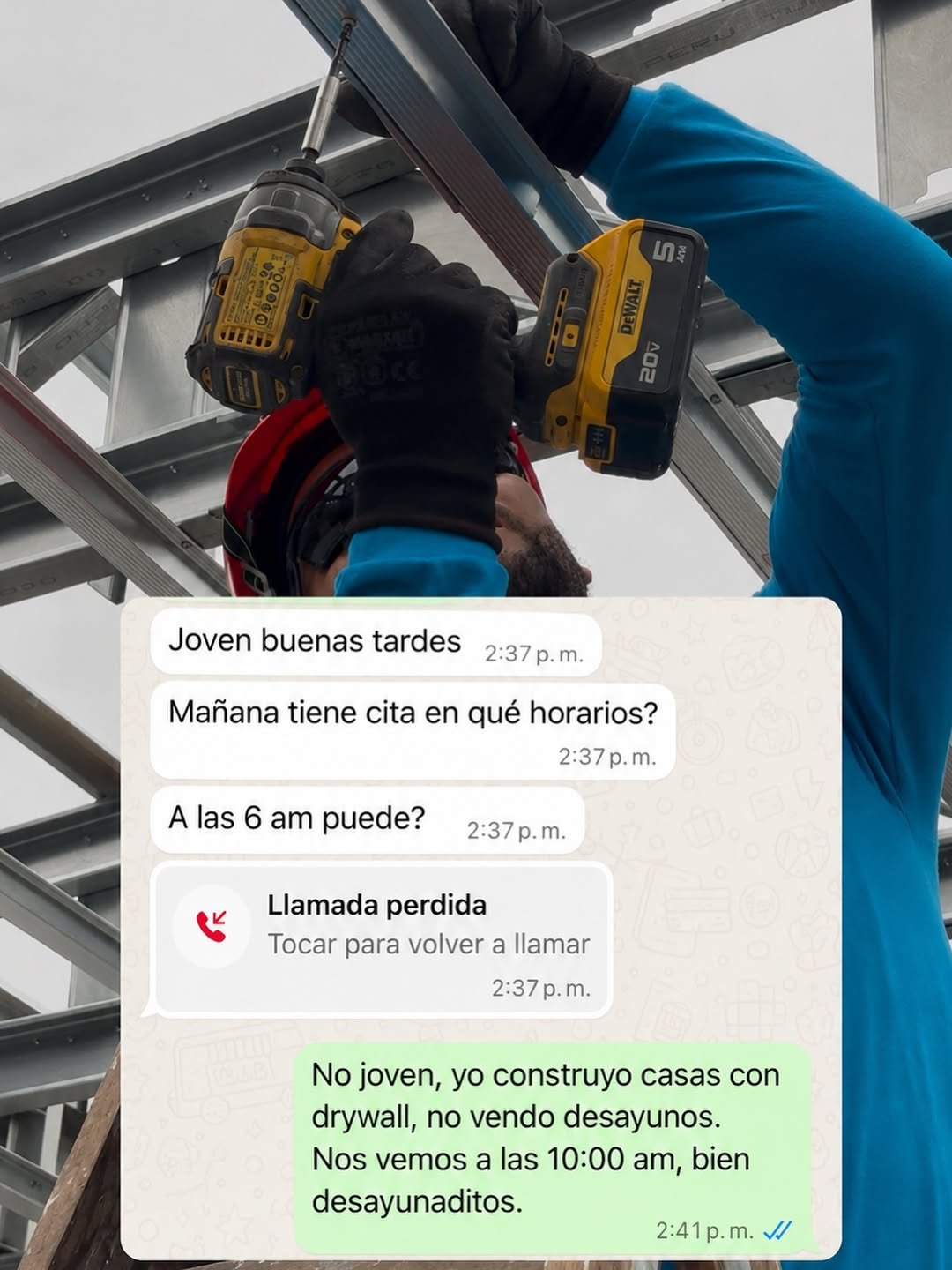 academia.drywall_hogar 게시물 이미지: a las 10 am, con la barriga llena no le cobro de más