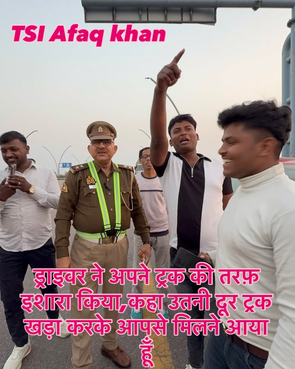 Photo by Afaq Khan on February 19, 2026. May be a meme of one or more people and text that says 'τ Afaq khan ड्राइवर ने अपने ट्रक की तरफ़ इशारा किया, कहा उतनी दूर ट्रक खड़ा करके आपसे मिलने आया हूँ'.