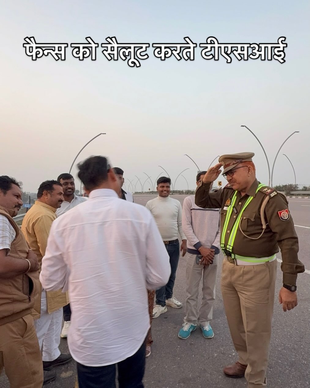 Photo by Afaq Khan on February 19, 2026. May be an image of standing and text that says 'फैन्स को सैलूट करते टीएसआई D ASTO'.