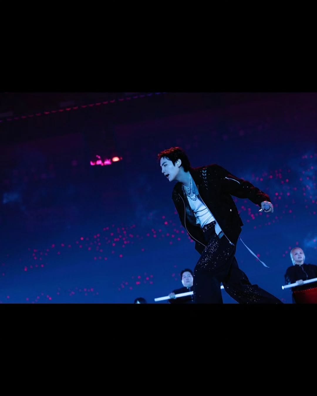 Photo by SUGA of BTS 민윤기 on April 24, 2026. May be an image of concert and text.