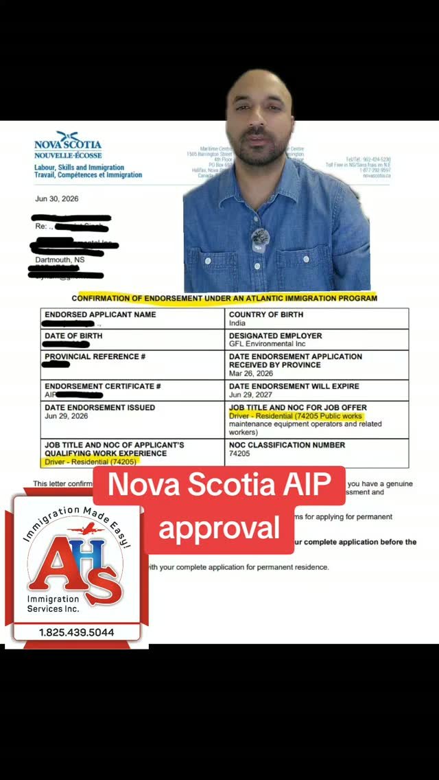 ahsimmigration 게시물 이미지: NS AIP approval. #ahsimmigration...