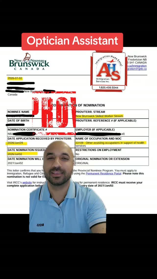 ahsimmigration 게시물 이미지: Approval from New Brunswick! #ahsimmigration...