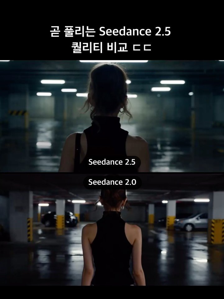 ai_dori_ 게시물 이미지: 곧 풀리는 Seedance 2.5 모델 vs 2.0퀄리티 비교 (제작지원...