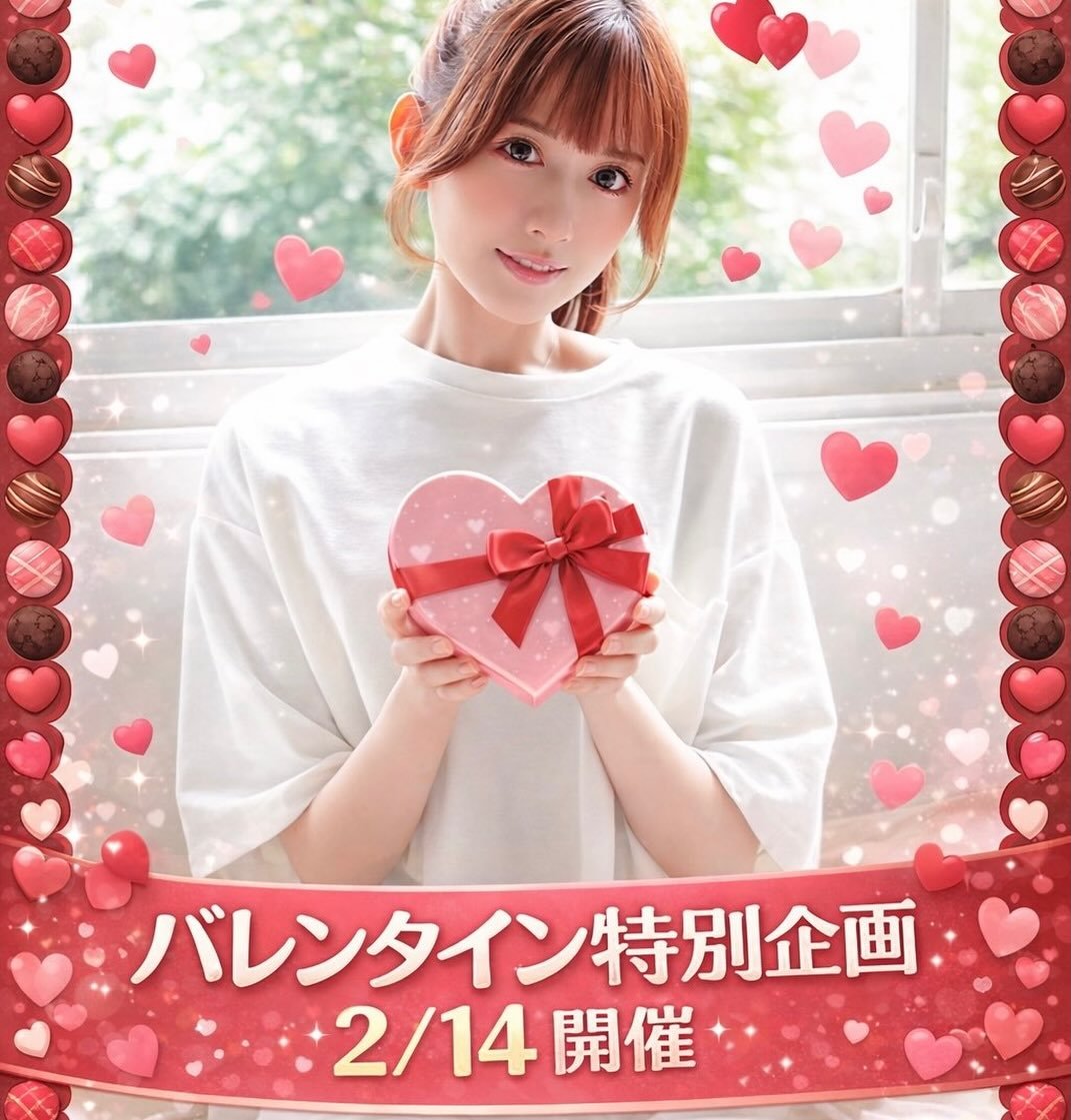 Photo by 希島あいり / Airi Kijima 💐:*. on January 29, 2026. May be an image of one or more people, hair, heart and text that says 'バレンタイン バレンタイン特別企画 特別企画 2/14開催 開催 2/14'.