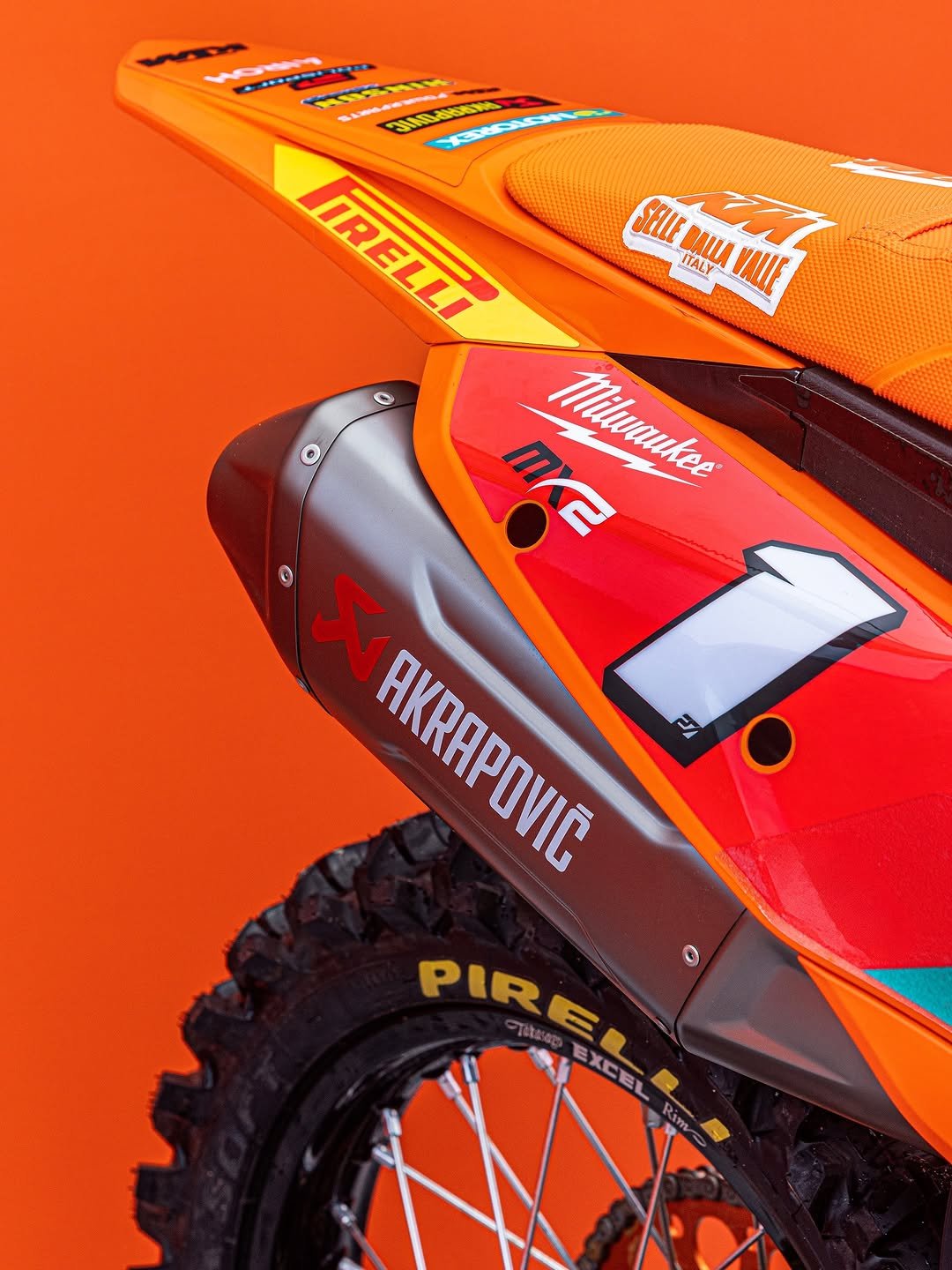 Photo shared by Akrapovič Exhaust System on April 17, 2026 tagging @ktmfactoryracing, and @simonlaengenfelder. May be an image of racing vehicles, dirt bike, motorcycle and text.