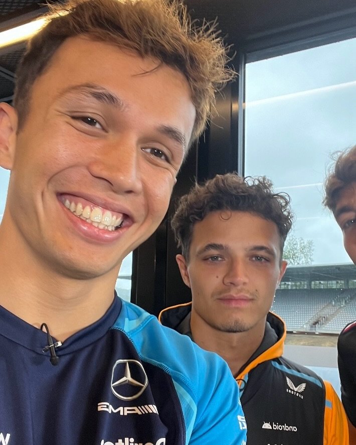 Photo shared by Alex Albon on December 07, 2025 tagging @lando. May be a selfie of text.