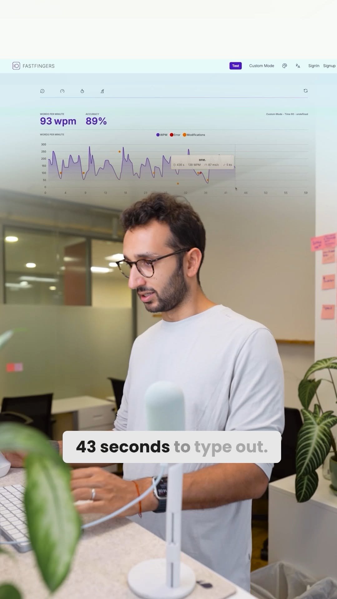 aliabdaal 게시물 이미지: I type at 157 words per minute. That's top 3...