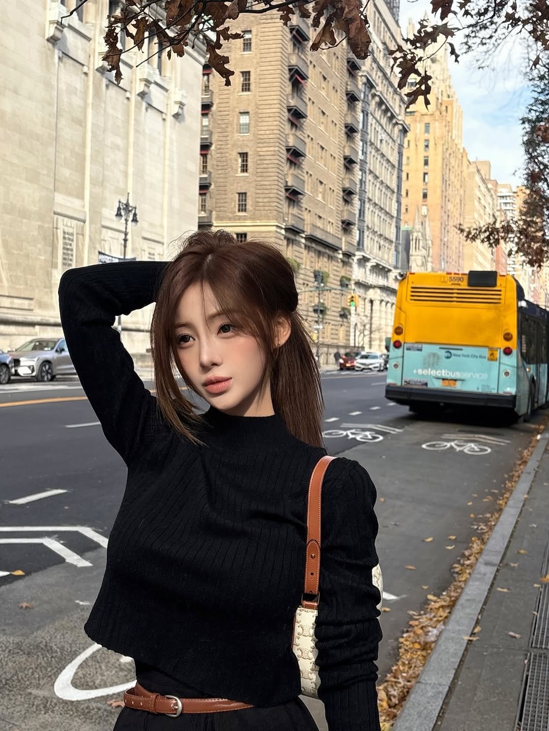 Photo by 다영 ALLZEROK on December 08, 2025. May be an image of one or more people, hair, turtleneck and text.