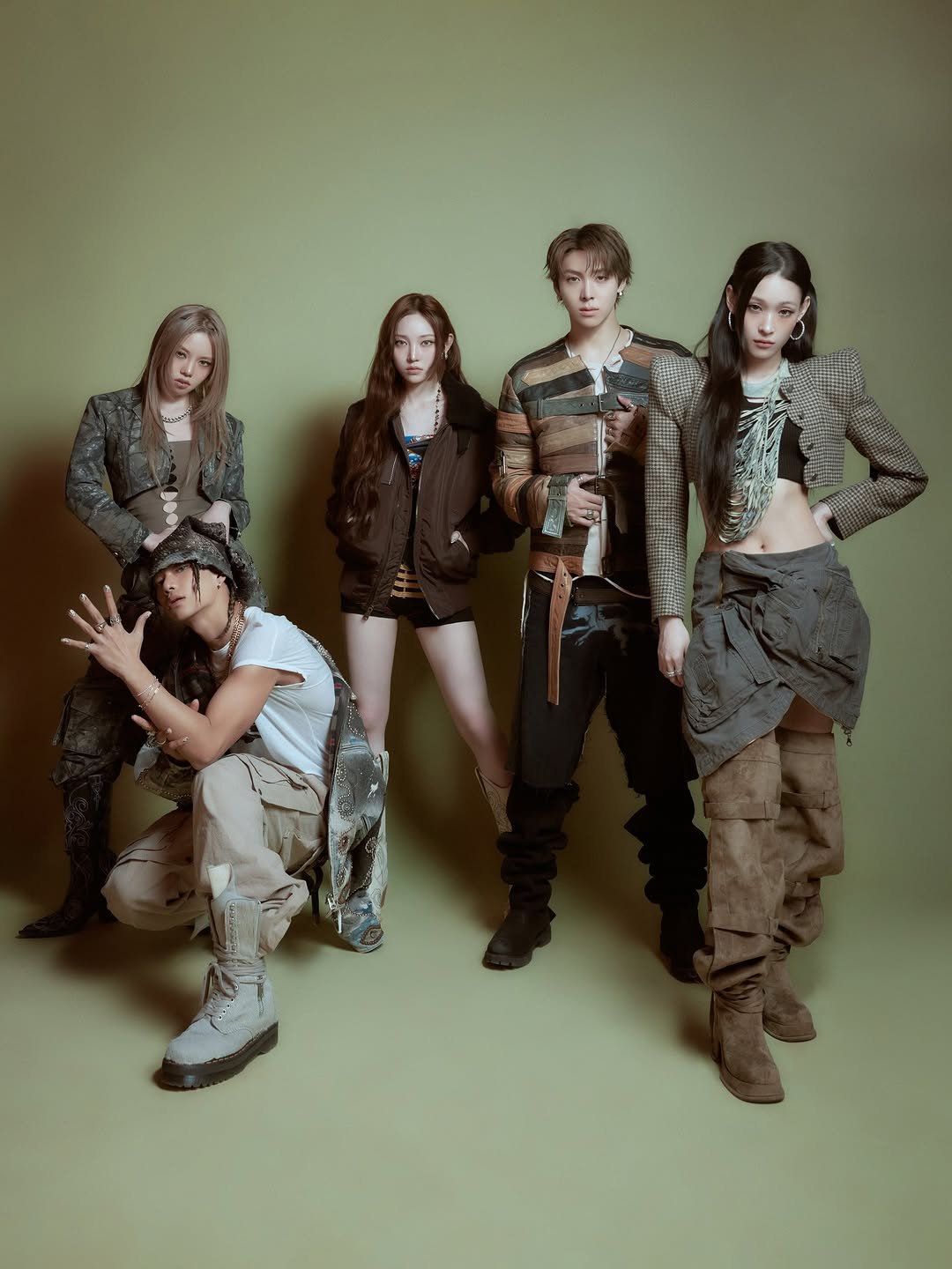 Photo shared by ALLDAY PROJECT on December 01, 2025 tagging @baileysok, @tarzzan, @jowoochan_santa, @anniesymoon, and @youngseo. May be an image of one or more people, makeup, kilt and text.