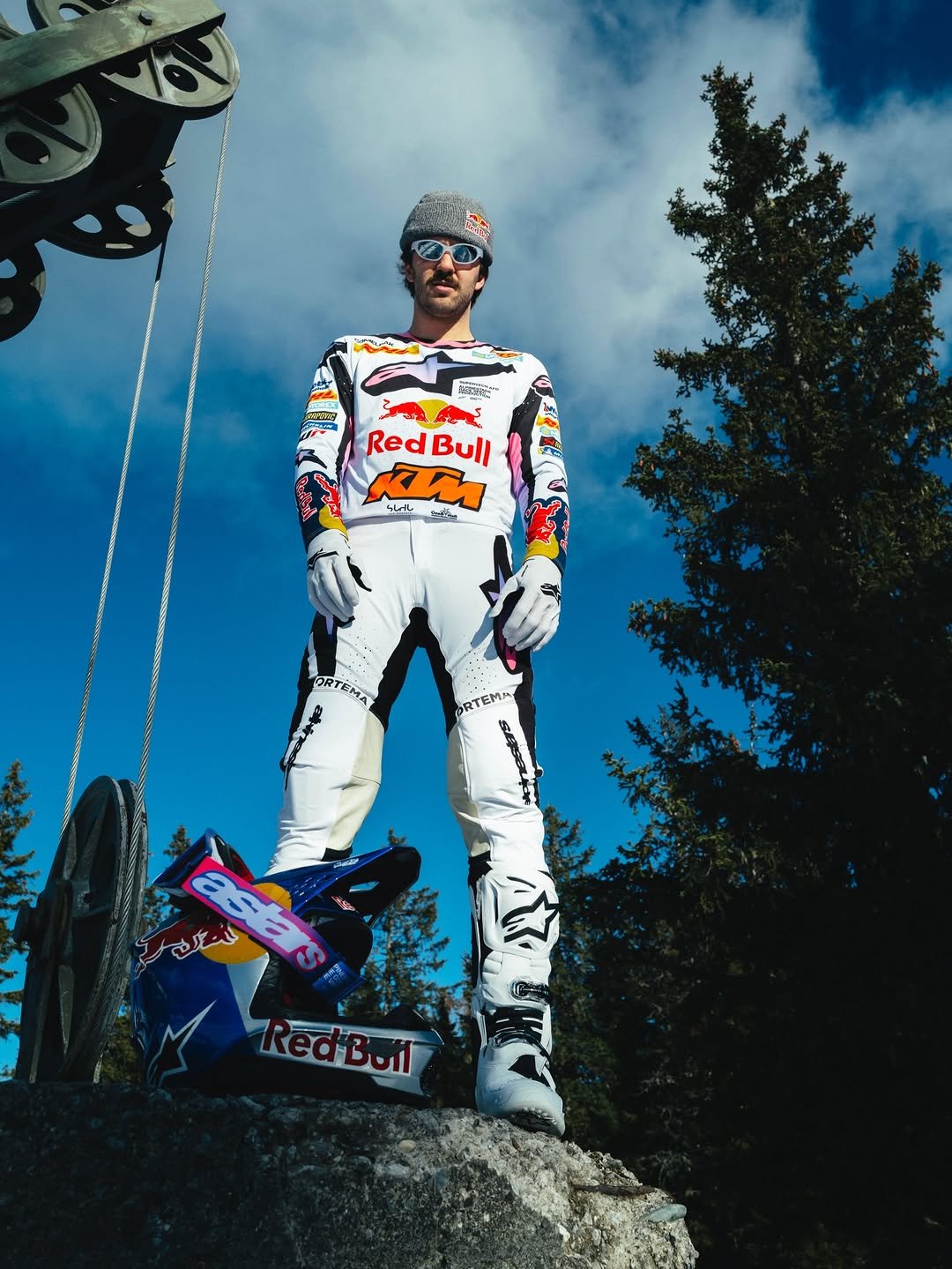 Photo shared by Alpinestars on February 18, 2026 tagging @m_letti304. May be an image of racing vehicles, snowboarding, snowmobile, snowsuit, helmet, glasses, ski, ski slope and text.