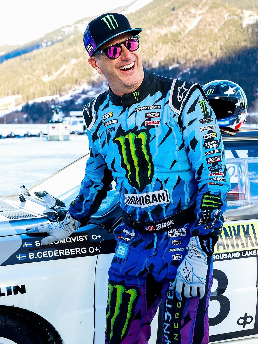 Photo shared by Alpinestars on January 02, 2026 tagging @kblock43. May be an image of racing vehicles, glasses, helmet and text.