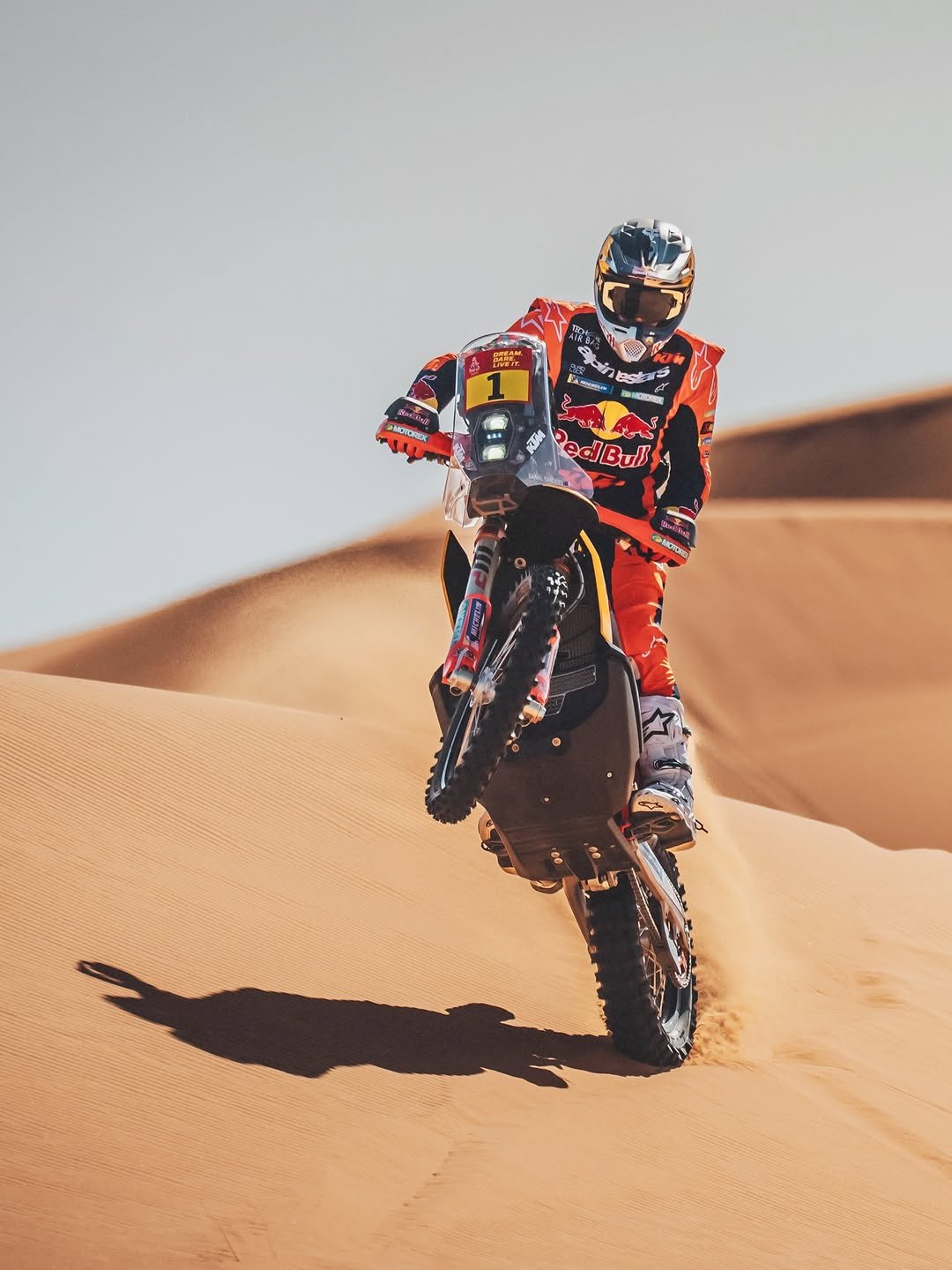 Photo shared by Alpinestars on January 01, 2026 tagging @danielsanders_11, and @ktmfactoryracing. May be an image of racing vehicles, dirt bike, all-terain vehicle, motorcycle, helmet, glasses, dune buggy and text.