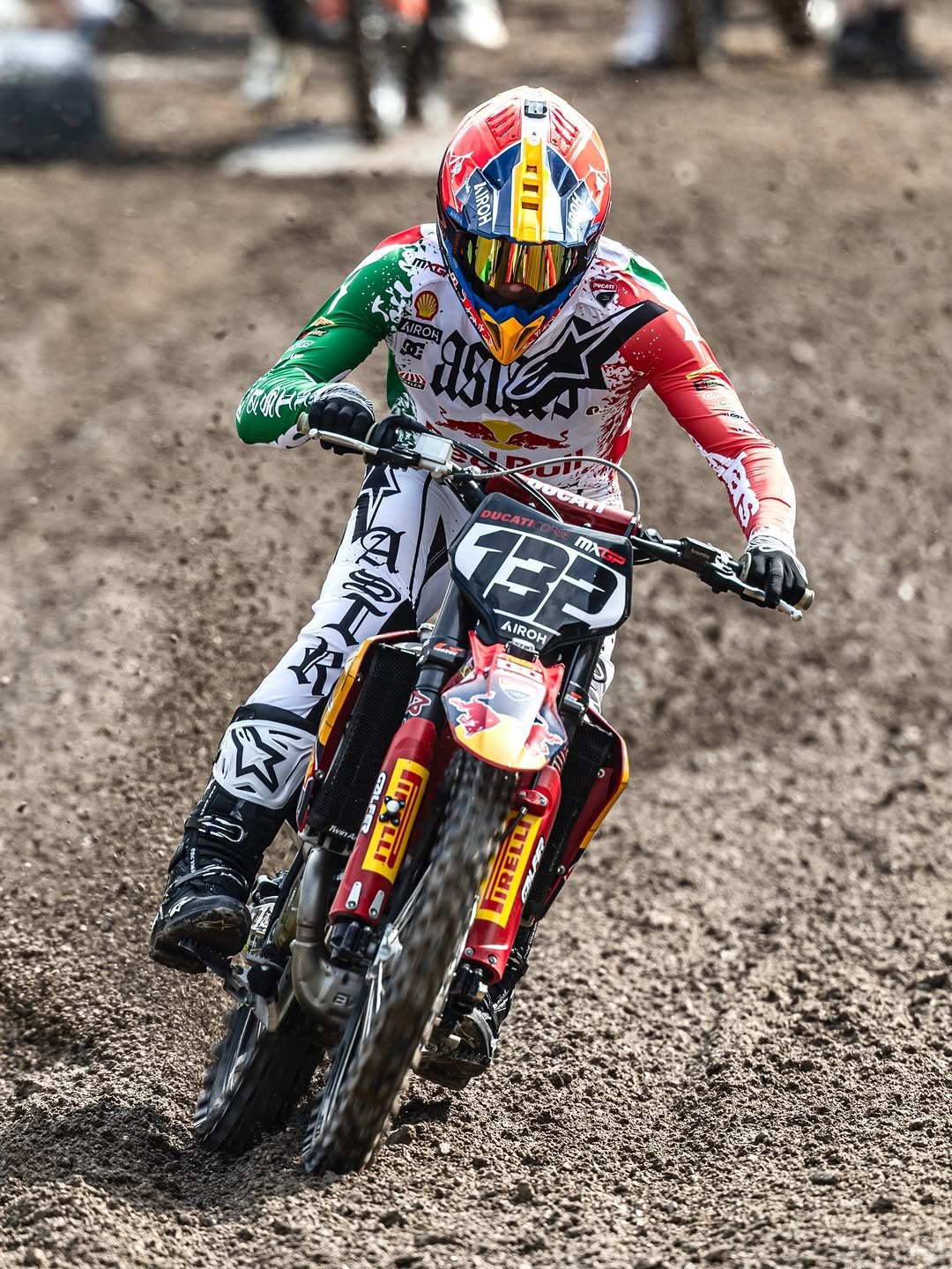 Photo shared by Alpinestars MX and Off-Road on April 22, 2026 tagging @andreabonacorsi32, and @redbullducatifactorymxgpteam. May be an image of racing vehicles, dirt bike and text.