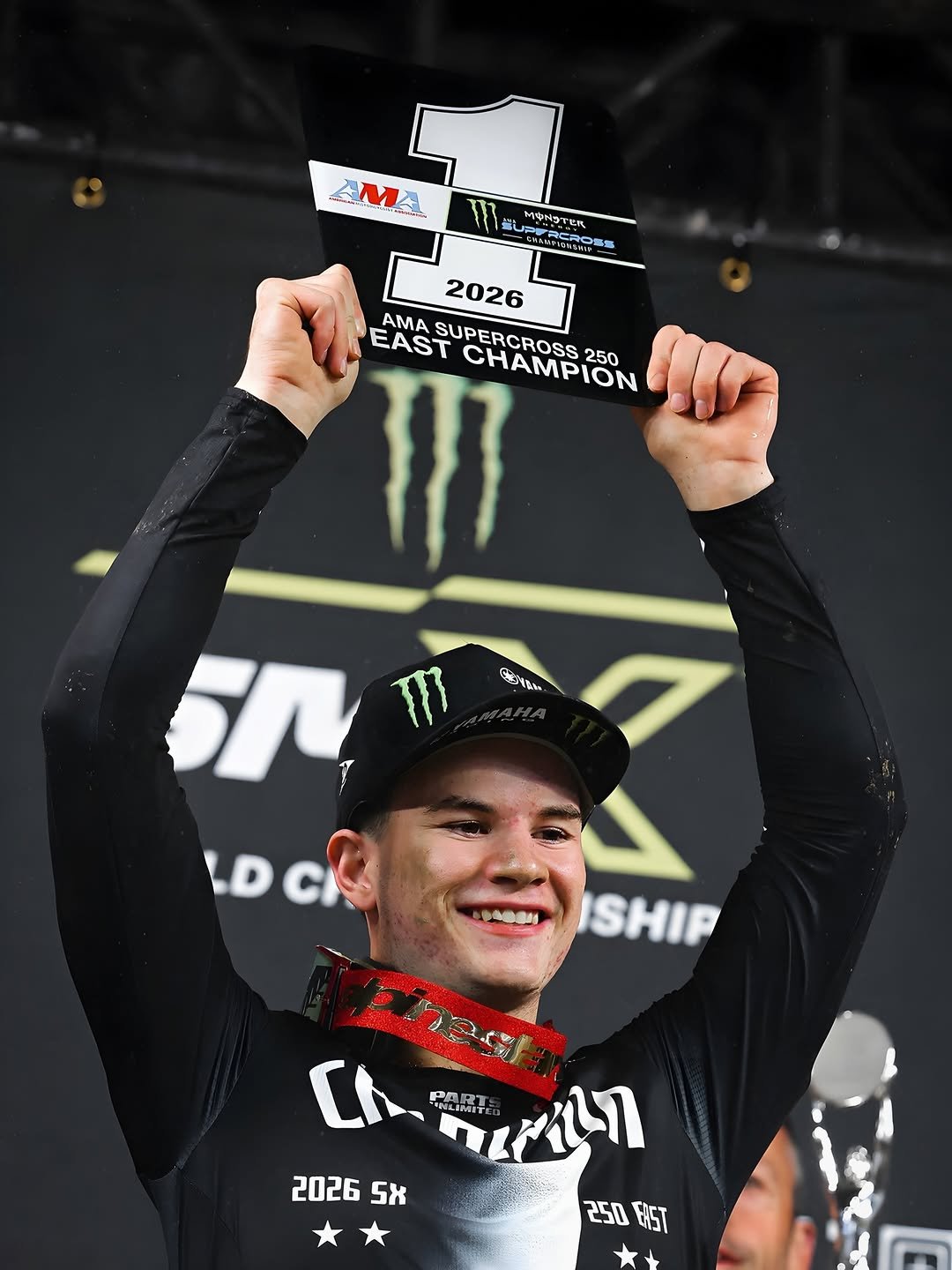 Photo shared by Alpinestars MX and Off-Road on April 25, 2026 tagging @cole17davies. May be an image of ‎racing vehicles and ‎text that says '‎소제스 AЛ E I11 MONSTER N ጥር 드게, 2026 AMA SUPERCROSS CHAMPION 250 EAST Cタ味 5n 1ी LD DCK ISHIP Ch انع PART ማግውረ 20269 5X 250 250EST EAST‎'‎‎.