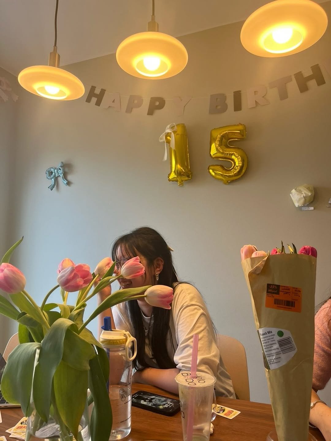 Photo by athena ⋆.𐙚 ̊ on March 24, 2026. May be an image of food, balloon, candle, flower arrangement, prairie gentian and text.