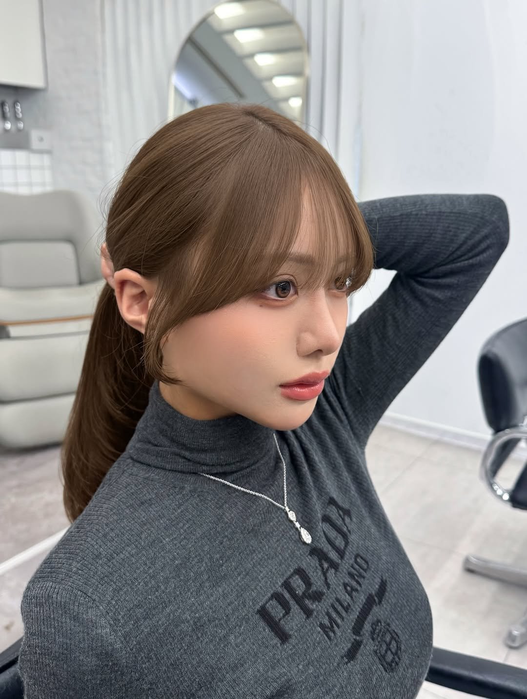 Photo by 顔周りカット/前髪/レイヤーカット/表参道/高島大登 on January 09, 2026. May be an image of one or more people, braids, bangs, makeup, turtleneck and text.