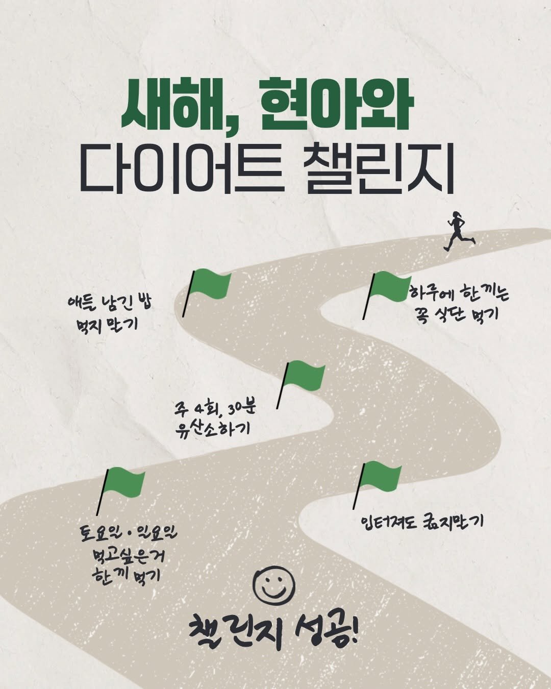 Photo by 김현아  |  투윤이네 on January 04, 2026. May be an image of ‎map, poster, pie and ‎text that says '‎새해, 현아와 다이어트 챌린지 عل 애들 남긴 밥 먹지막기 먹지 맞기 하루에 하루에한끼는 한 한끼는 꼭식단 꼭 식단 먹기 주4회,30분 주 4ัยน. 30분 유산소하기 토요있·일요일 있요일 도요일· 먹고싶은거 한끼먹기 끼 먹기 한 인터져도 인터져도지말기 굽지막기 챙긴지 성공!‎'‎‎.