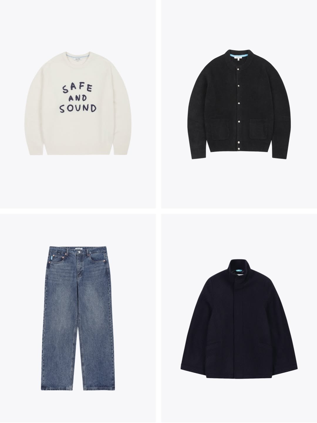 Photo by AMOUPRE 아모프레 on December 03, 2025. May be an image of duffle coat, parka, sweater, fleece, sweatpants and text that says 'SAFE SA SAFE AND SOUND'.