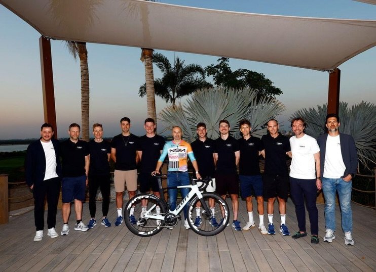 Photo shared by Andres Iniesta on February 15, 2026 tagging @nsncyclingteam. May be an image of bicycle, outdoors and text.