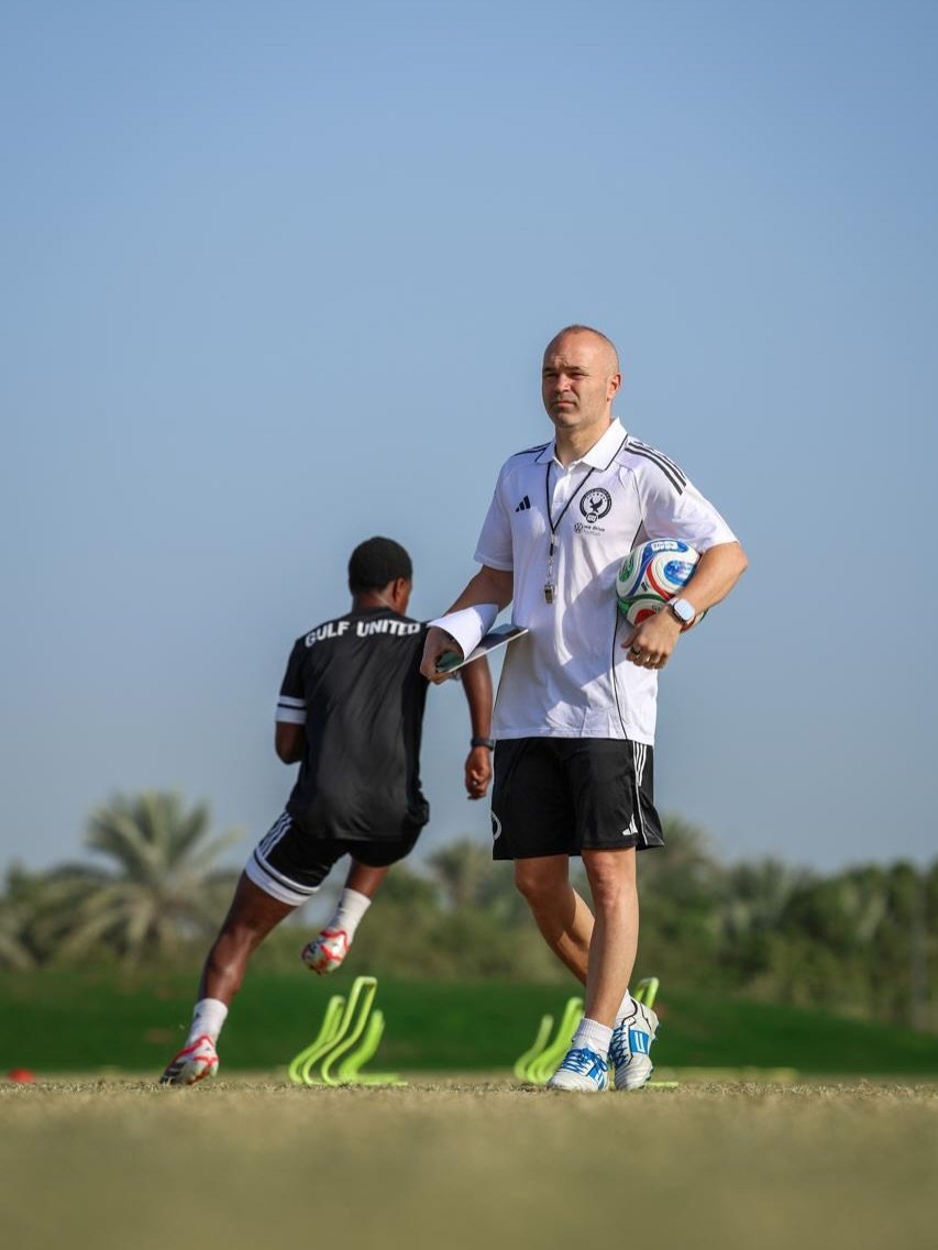 Photo by Andres Iniesta on February 04, 2026. May be an image of football, soccer, stadium, outdoors and text that says 'GULFUNITED GULF UNITED a'.