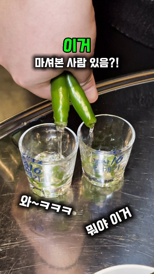 angdi09815 게시물 이미지: 이거 마셔본 사람?!

일반 고추가 아닌 땡초 2개
앞 뒤 잘라서 소주병에...