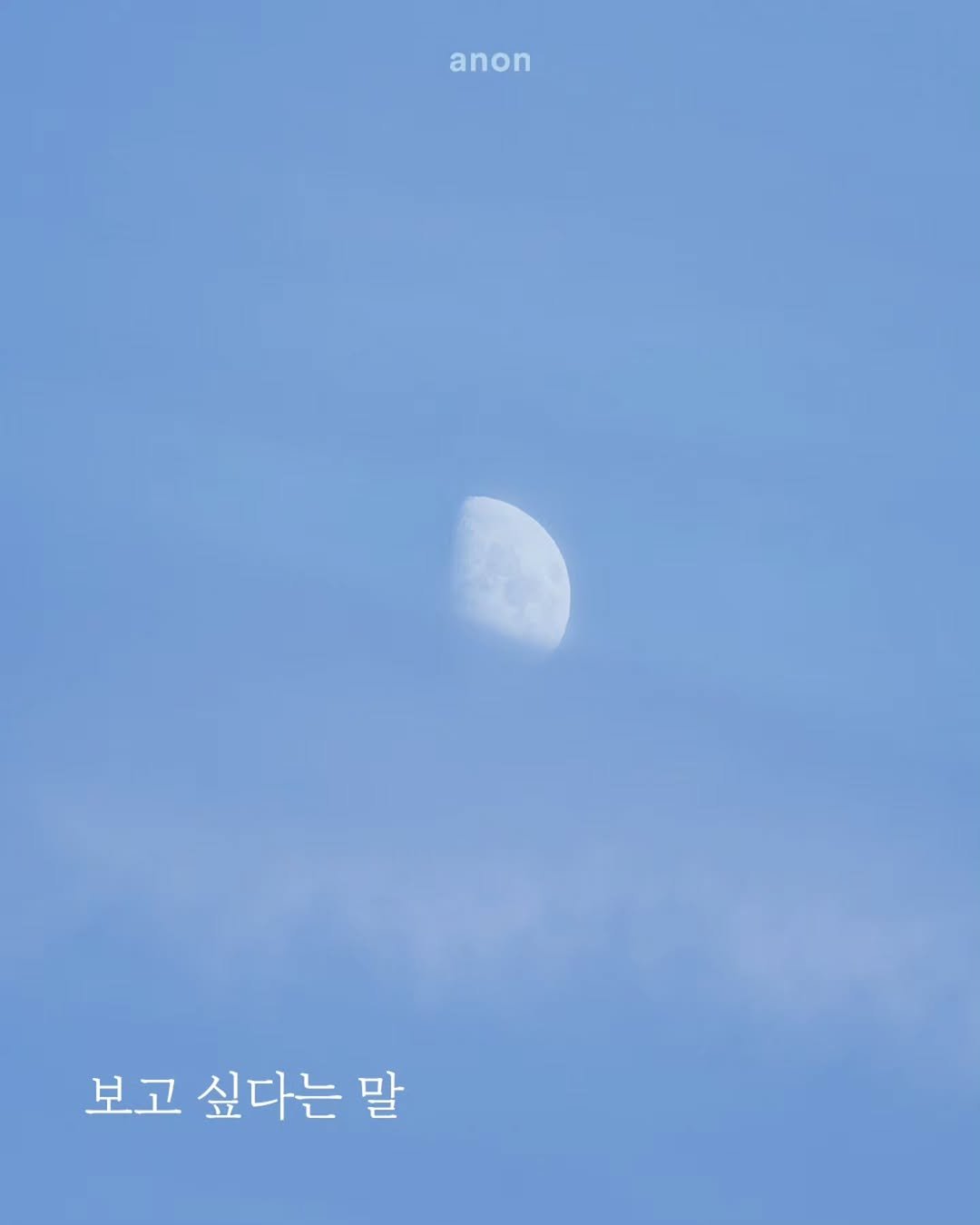 Photo by 안온북스 on December 28, 2025. May be an image of cloud and text that says 'anon anon 보고 싶다는 말'.