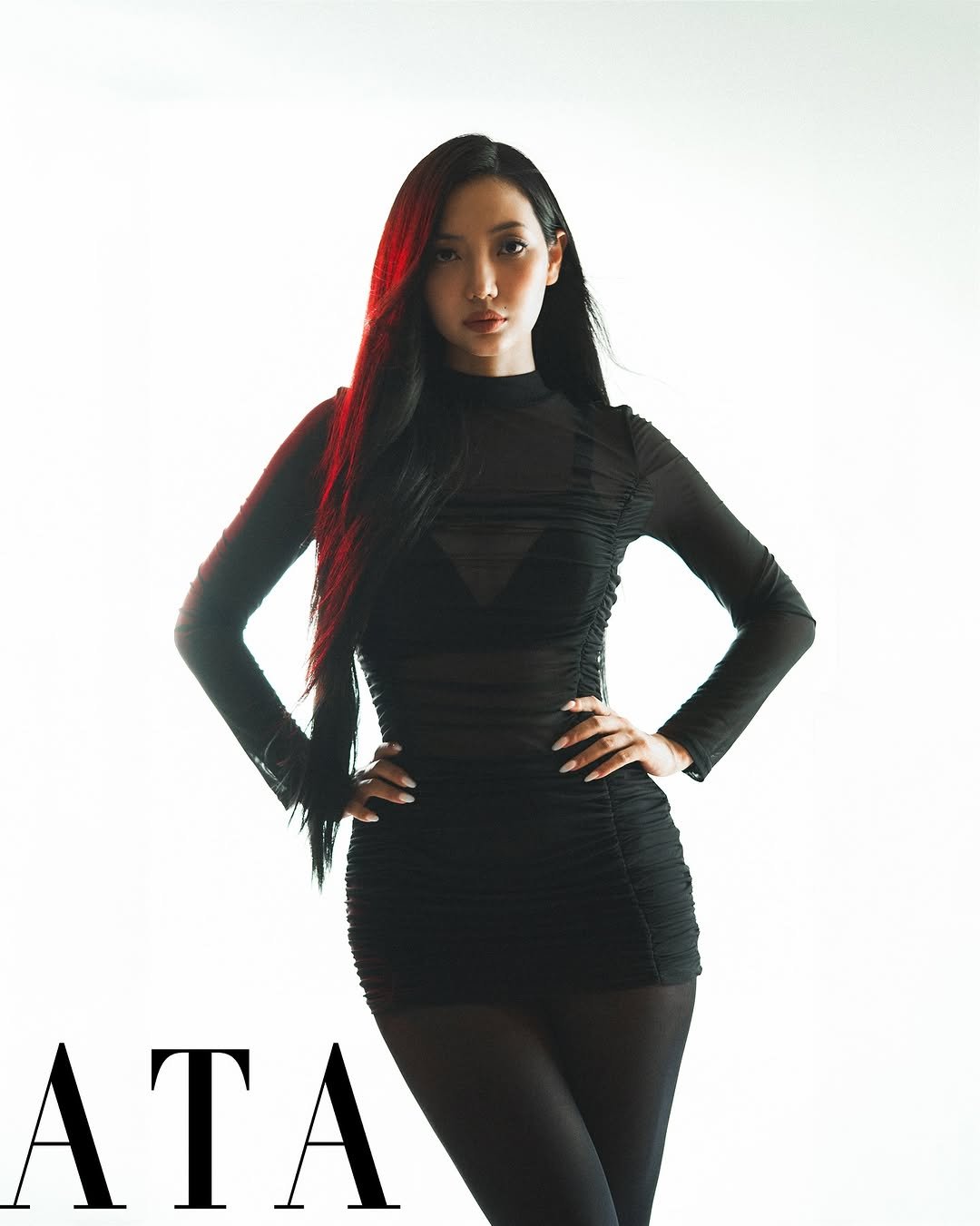 Photo shared by Anu Ujin on September 14, 2025 tagging @atastudio_seogyo. May be an image of one or more people, makeup, dress, fishnet stockings and text that says 'ATA'.