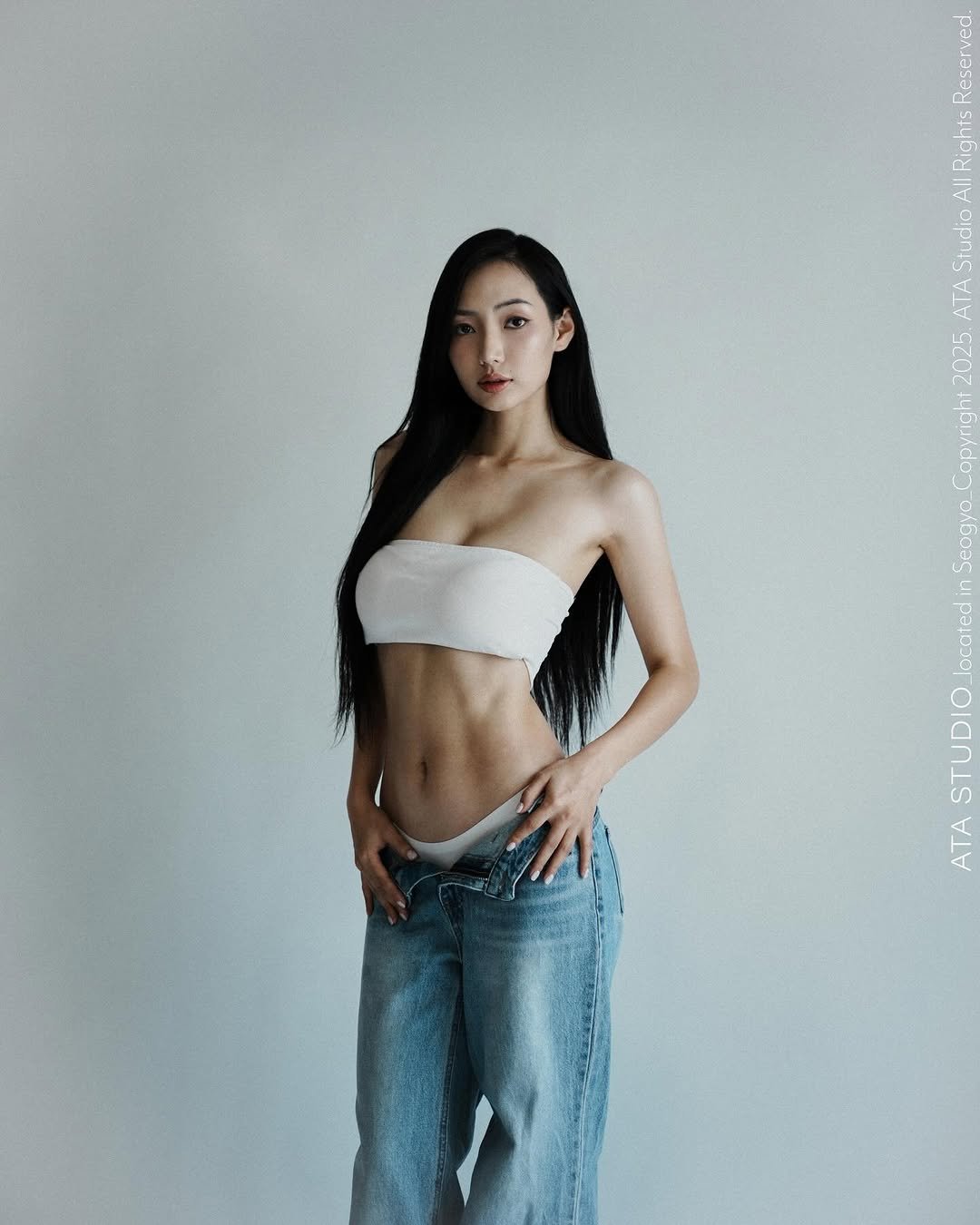Photo shared by 아노 · Anu Ujin on January 09, 2026 tagging @atastudio_seogyo. May be an image of one or more people, makeup, hair, bra and text.