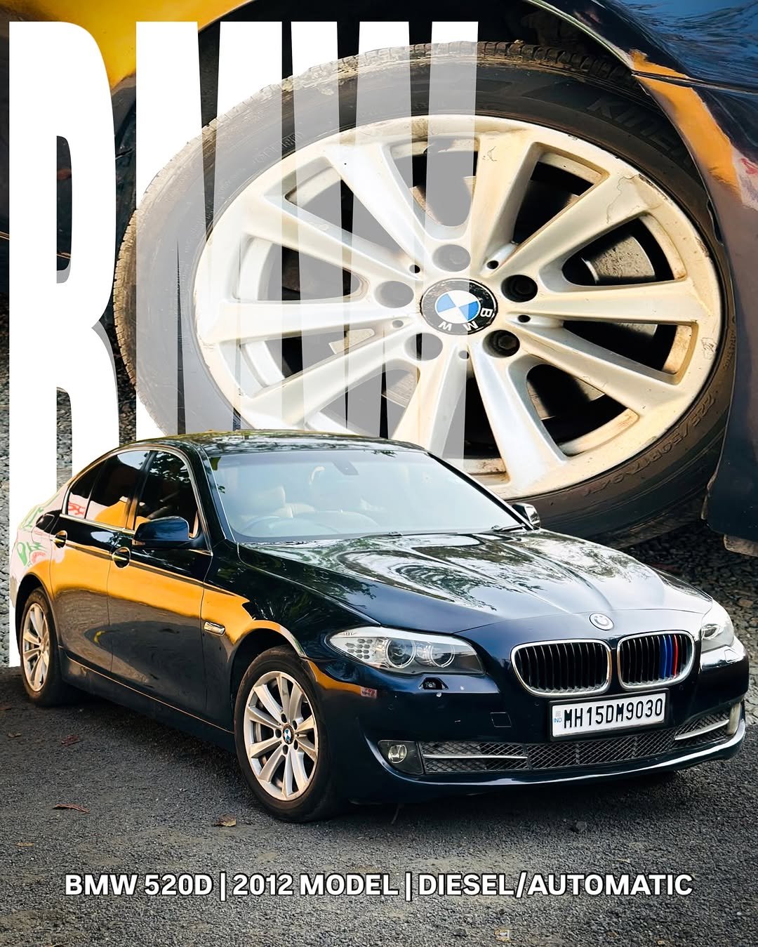 Photo by Arauto on November 28, 2025. May be an image of windshield, sedan, wheel and text that says 'တာ ሁ R l ". MH H 5DM9030 BMW 520D| 2012 MODEL MODEL|/DIESEL/AUTOMATIC DIESEL AUTOMATIC'.