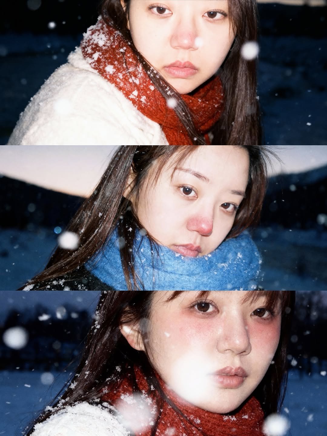 Photo by 아람이 on November 04, 2025. May be a closeup of one or more people, hair, goosedown coat, duffle coat, parka, turtleneck, outdoors and text.