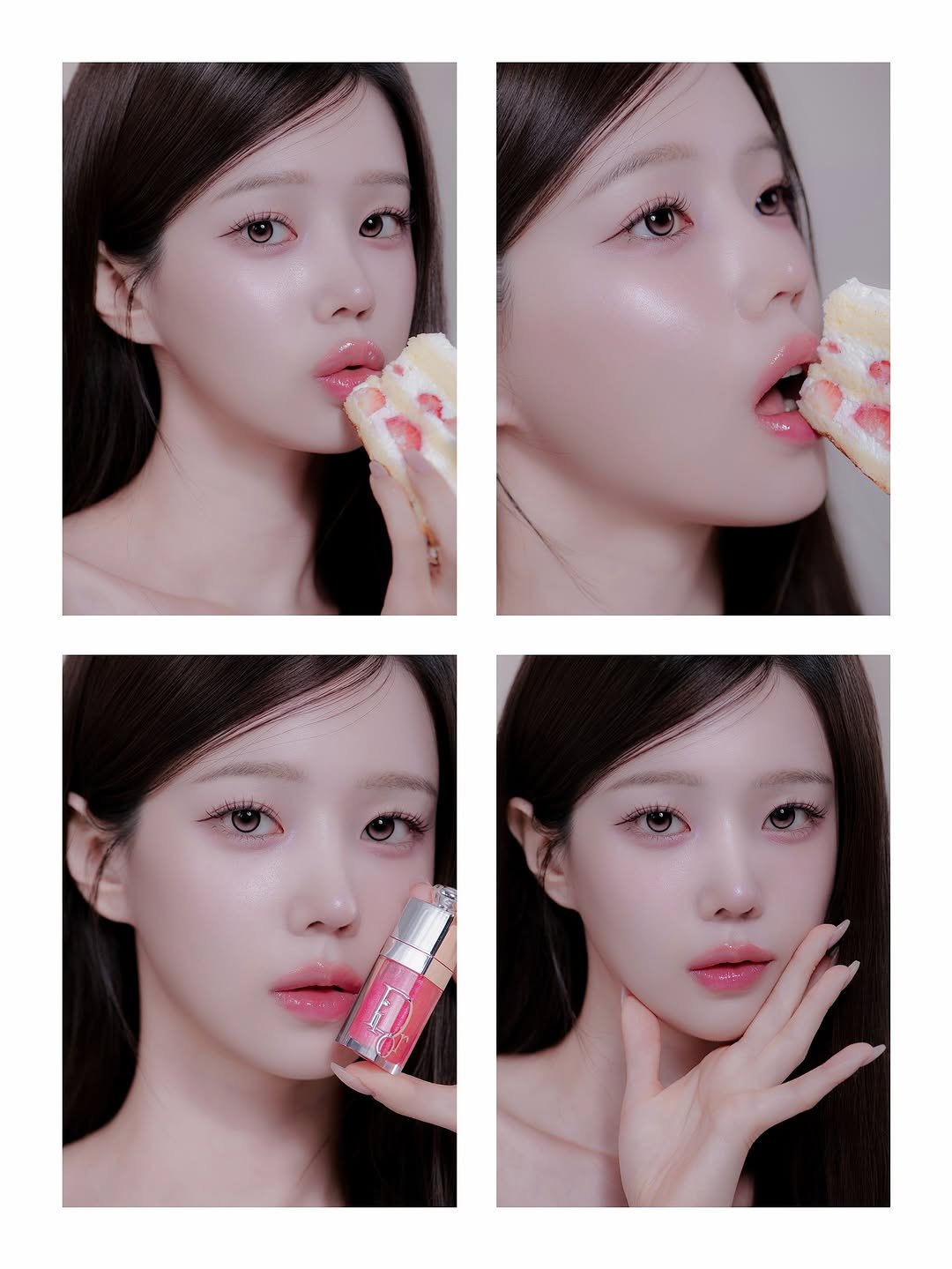Photo shared by 김아린 ᴋɪᴍ ᴀʀɪɴ on January 02, 2026 tagging @diorbeauty. May be an image of one or more people, lipstick, makeup, people chewing bubblegum, hand cream, cosmetics and text.
