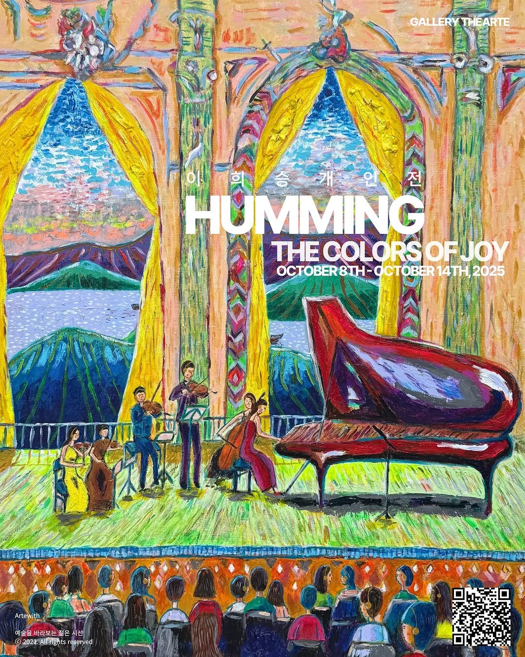 Photo shared by ARTEWITH on September 21, 2025 tagging @ihyiseung640, and @exhibition_artewith. May be an image of 1 person, hummingbird, piano, tapestry, poster, magazine and text.
