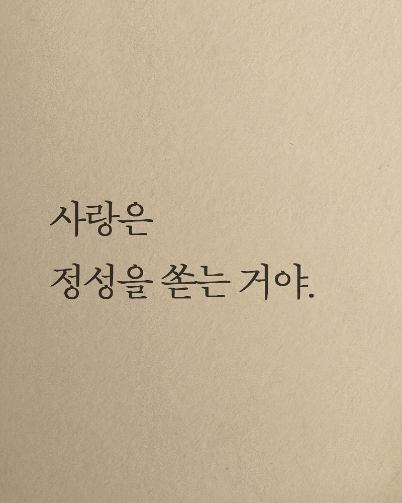 Photo shared by 김지훈 작가 / 진심의꽃한송이 on November 11, 2025 tagging @artist_jihun. May be an image of book and text that says '사랑은 정성을 쏟는거야. 쏟는 거야.'.