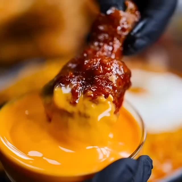 asianbigbites 게시물 이미지: Fried chicken leg with cheese sauce 
#asmr...