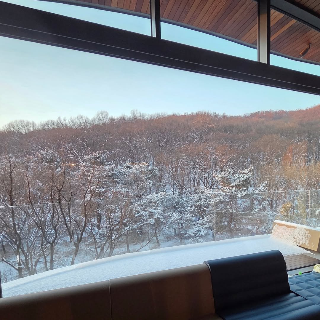 Photo by J.Y. Park on January 23, 2026. May be an image of ski slope, window, office, snow and text.