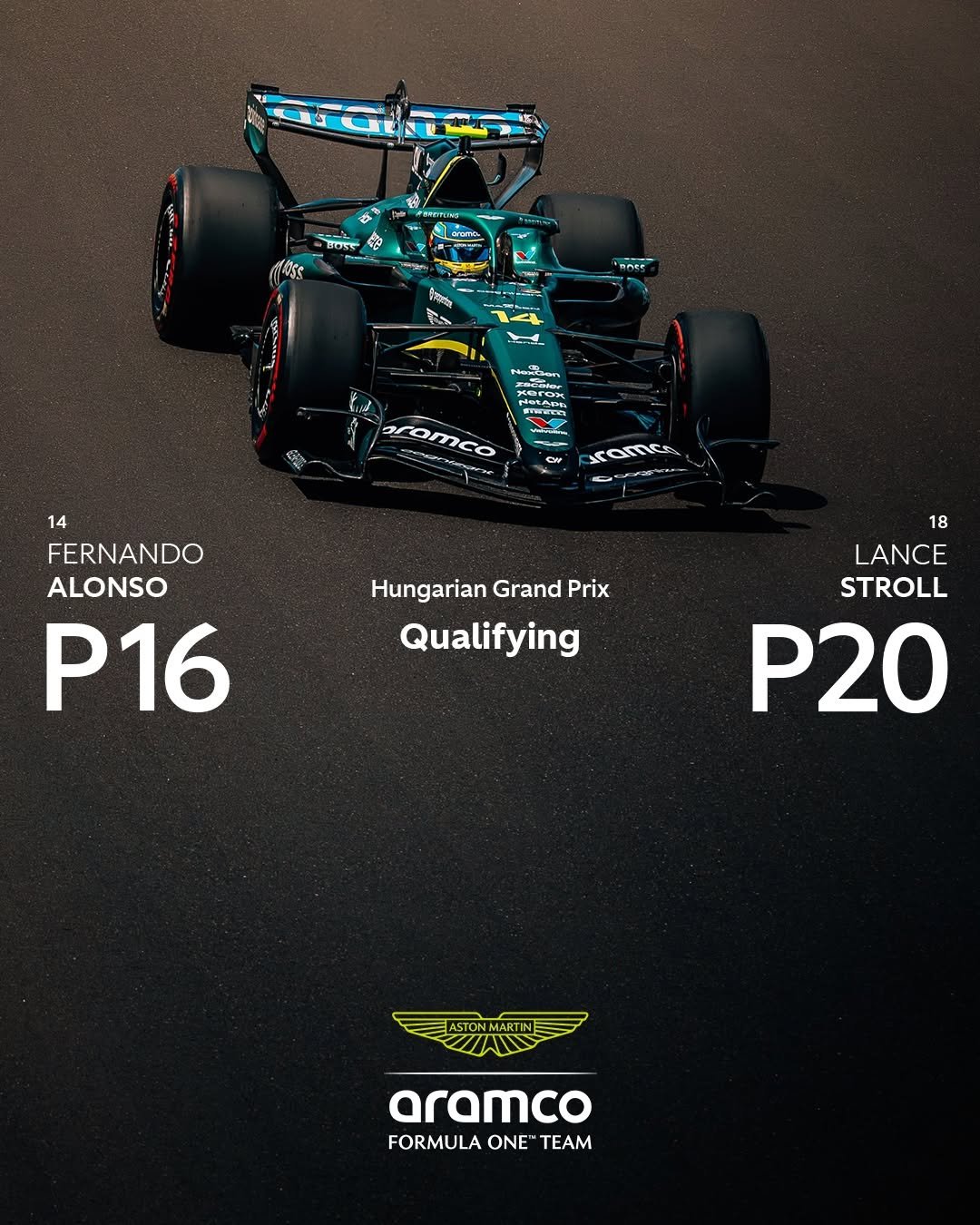 astonmartinf1 게시물 이미지: Where we'll line up tomorrow. 

#HungarianGP
