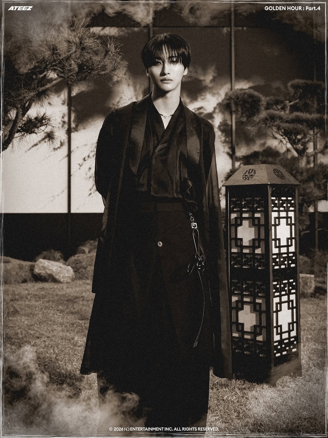 Photo shared by ATEEZ(에이티즈) on January 13, 2026 tagging @_starhwa_. May be an image of overcoat, poster, bolo tie and text that says 'ATEEZ GOLDEN HOUR:Part.4 HOUR GOLDENHOUR:Part.4 Part.4 四 #2076HLEAFRATTIATI RIGHTS RESERVED.'.