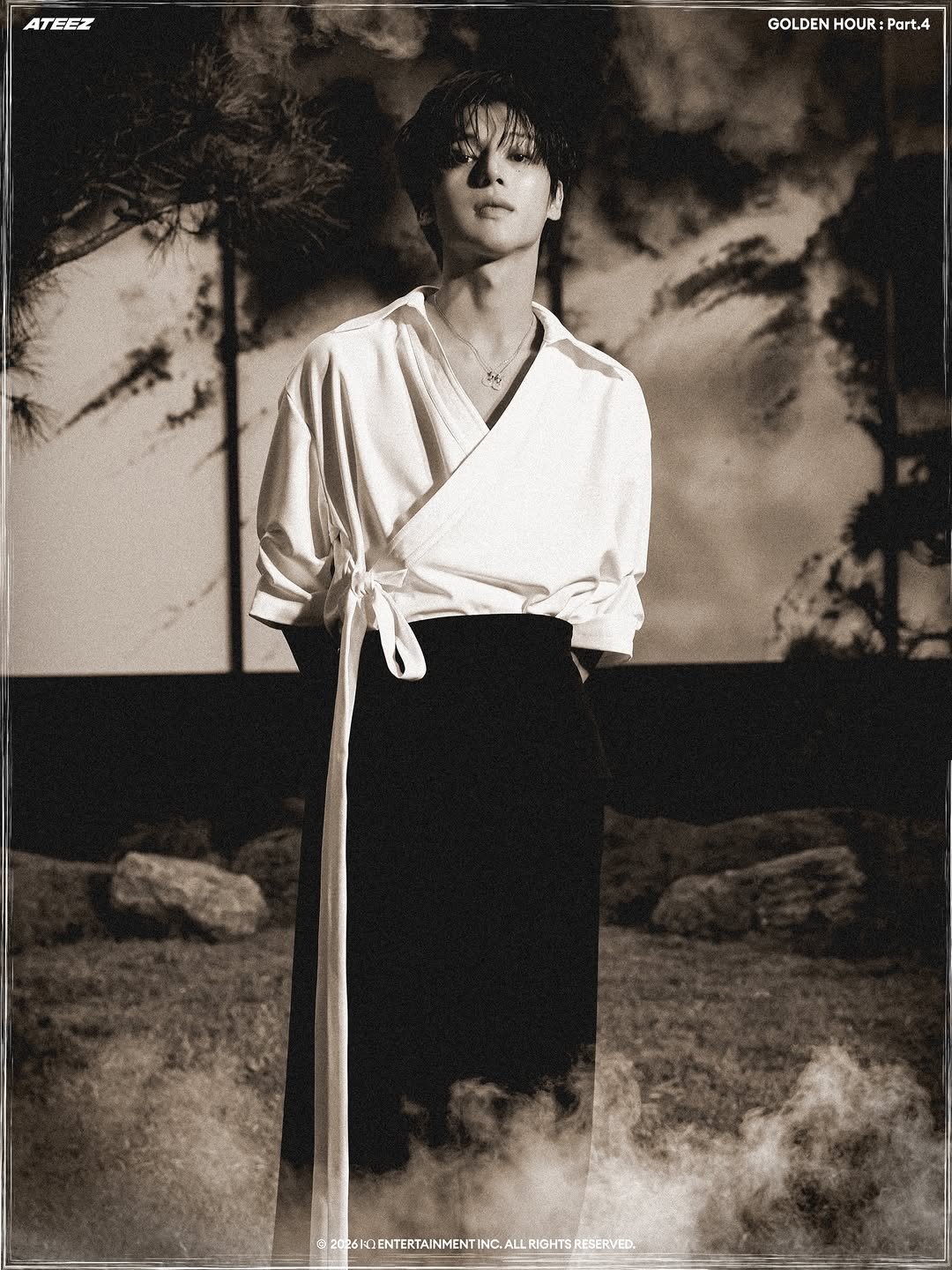 Photo shared by ATEEZ(에이티즈) on January 14, 2026 tagging @wooyounggg__. May be an image of poster, magazine and text.