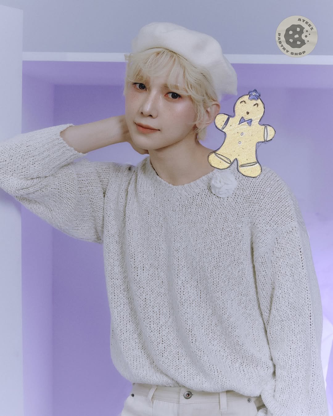 Photo shared by ATEEZ(에이티즈) on November 30, 2025 tagging @im_ovation. May be an image of one or more people, bangs, bolo tie and text.