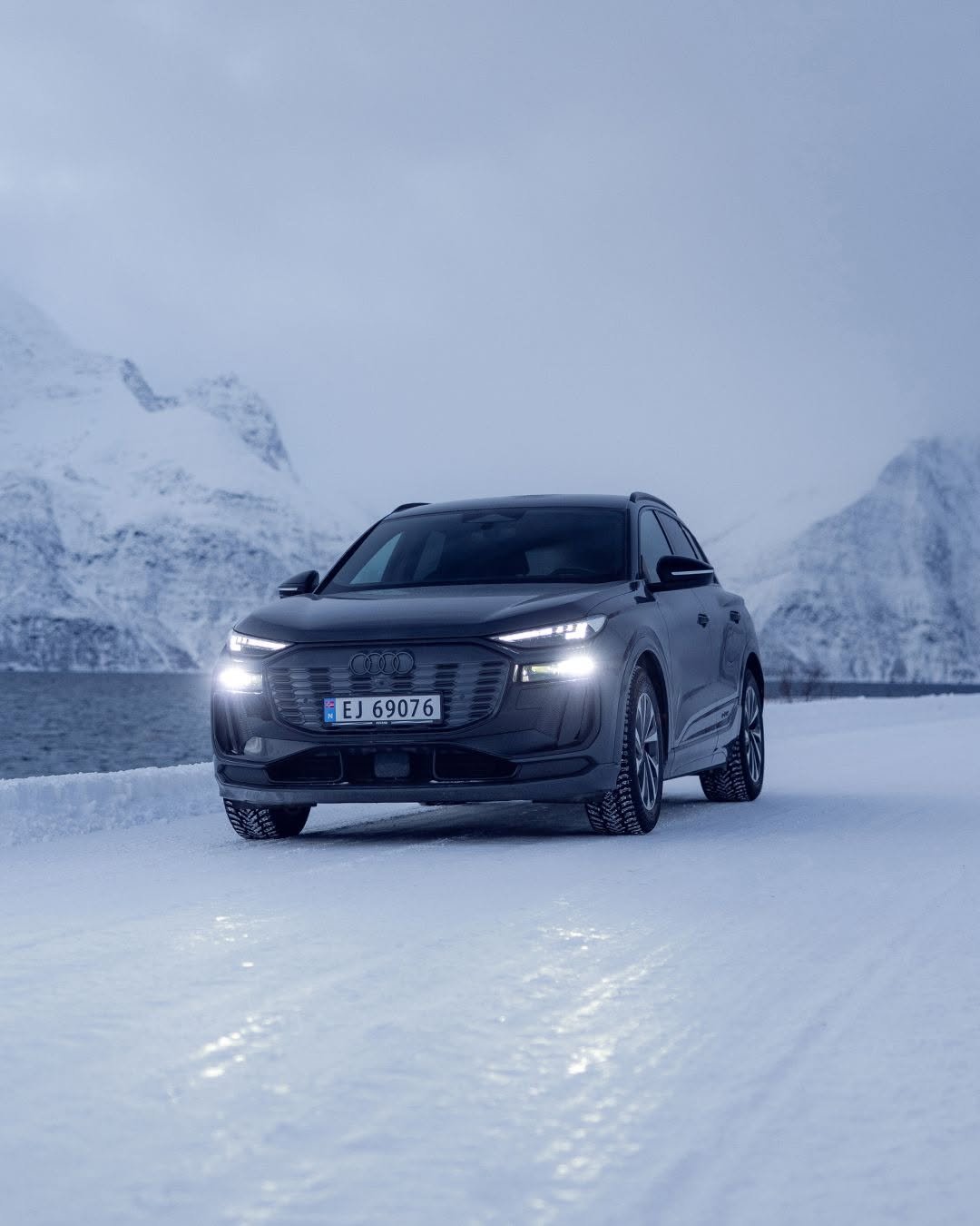 Photo by Audi on January 04, 2026. May be an image of wheel, car, arctic, road and text that says 'EJ69076'.