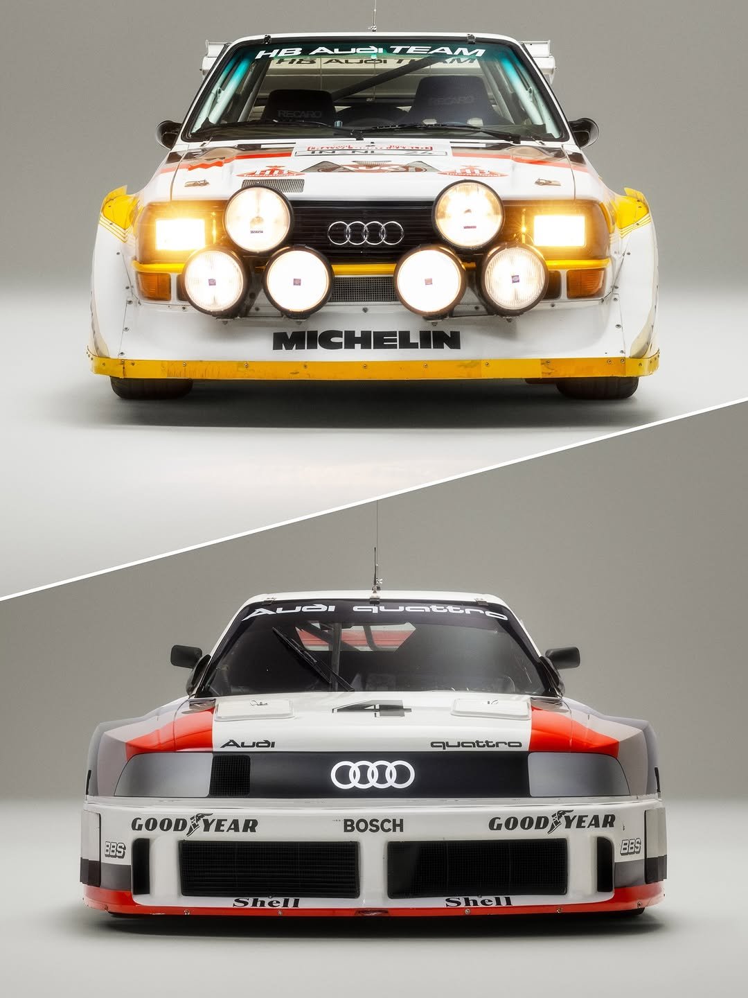 Photo shared by Audi Sport on December 04, 2025 tagging @auditradition. May be an image of ‎racing vehicles, race car and ‎text that says '‎AUDI TEAM 10: A သ غج IMLI-N ИTA オ CIOO 벌 MICHELIN ဝ E AUDI quattro C GOODEYEAR YEAR GOOD :85 H GOODYEAR YEAR B85 Shell SI hel‎'‎‎.
