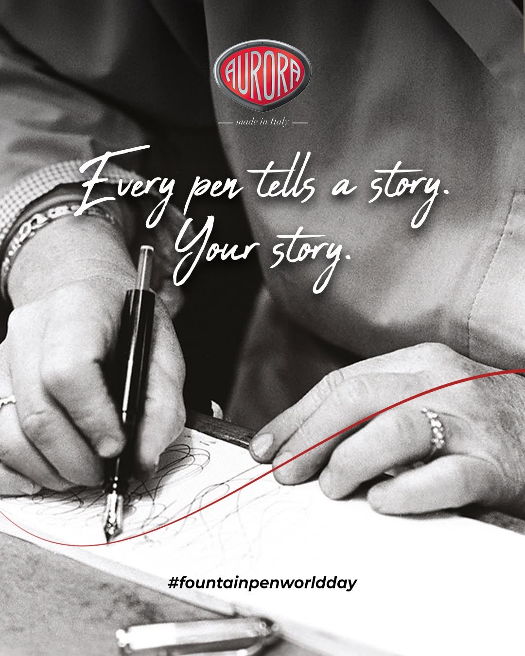 Photo by Aurora Pen on November 07, 2025. May be an image of smoking, cigar, pen, magazine, cigarette, poster and text that says 'URORE made in Hasy Fvery per tells a story. yoH story. #fountainpenworldday'.