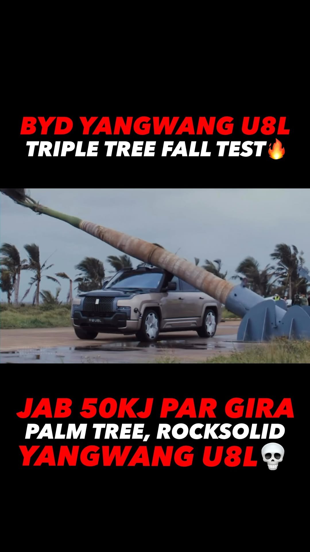 autojournal_india 게시물 이미지: “जब BYD YANGWANG U8L पर गिरे 3 PALM TREE🔥50KJ...