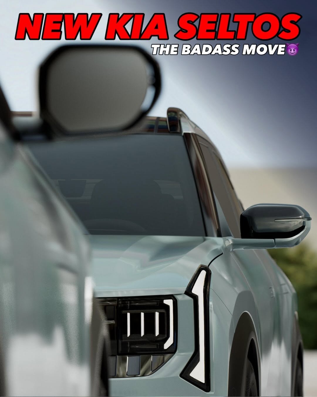 Photo shared by Auto Journal India on November 30, 2025 tagging @kiaind. May be an image of windshield, wheel, sedan and text that says 'NEW ΚΙΑ SELTOS THE BADASS MOVE 川'.